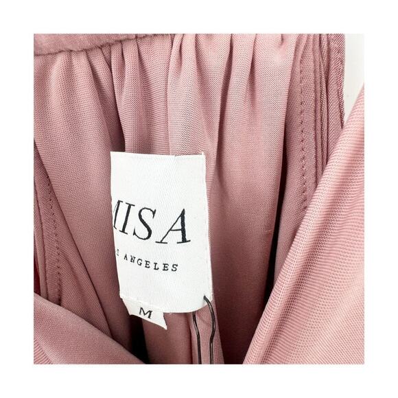 MISA Los Angeles Domino Tie Front Maxi Dress in Blush from Pink Size M NWT - Picture 7 of 13